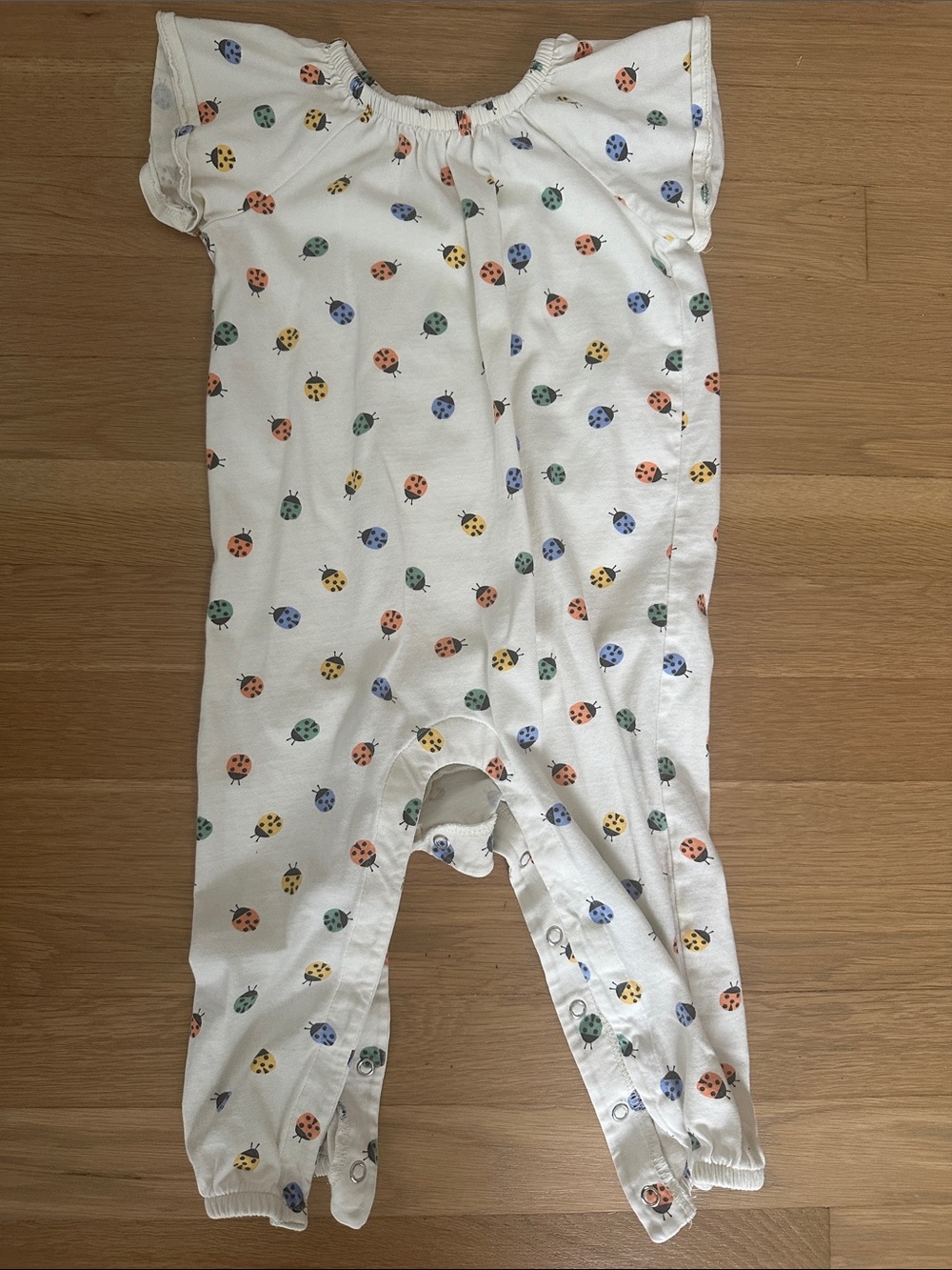 Hanna Andersson White One-Piece Bodysuit with Multicolor Ladybugs